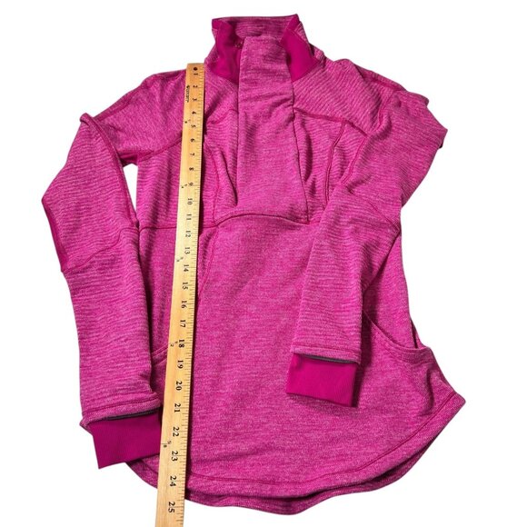 Lululemon Womens Pink Base Runner 1/2 Zip Mini Check Pique Raspberry Top Size 6 - Picture 15 of 15